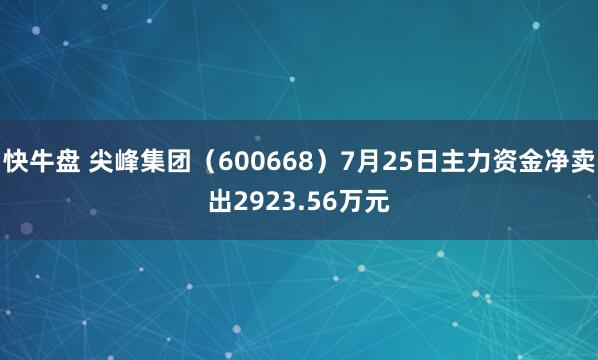 快牛盘 尖峰集团（600668）7月25日主力资金净卖出2923.56万元