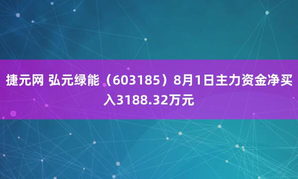 捷元网 弘元绿能（603185）8月1日主力资金净买入3188.32万元