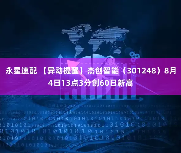永星速配 【异动提醒】杰创智能（301248）8月4日13点3分创60日新高