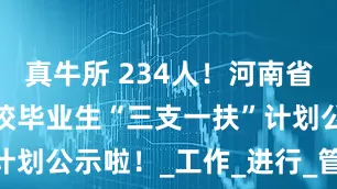 真牛所 234人！河南省2025年高校毕业生“三支一扶”计划公示啦！_工作_进行_管理办公室